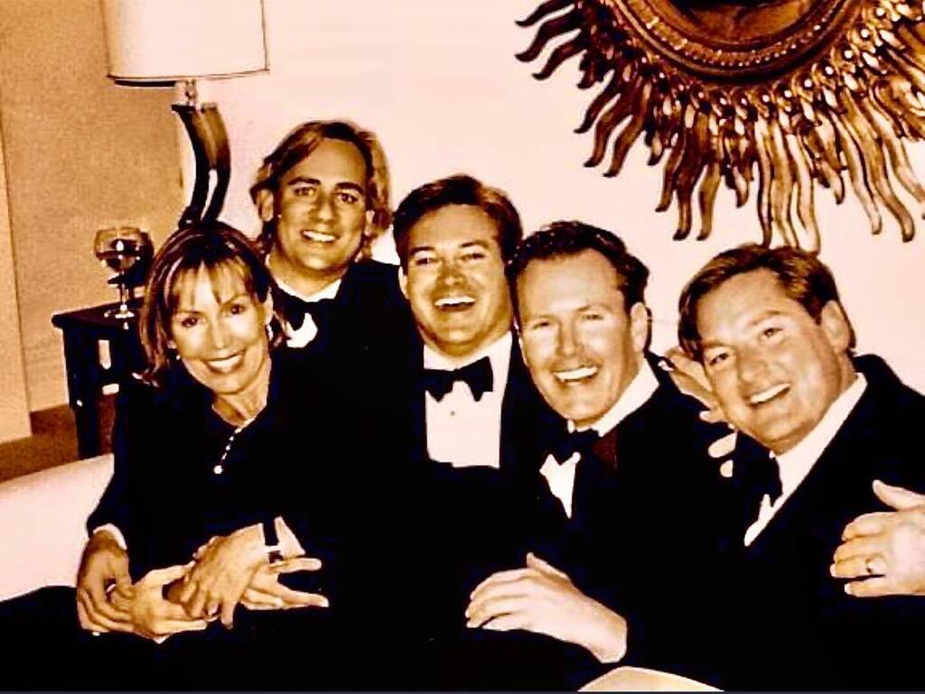 A beautiful memory. For those who asked, this is the original shot taken 20 years earlier at Mark’s birthday party in Palm Beach,  with beautiful Maureen lounging across our laps. 4 of the original 5 of us in my previous post taken at his birthday celebration this year at <a href="/h/">َ</a>…