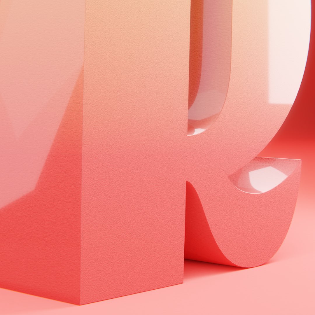 peterlundblad's tweet photo. a cap R with a sunny disposition #36DaysOfType #blenderart #typography https://t.co/A8KXen7pT1