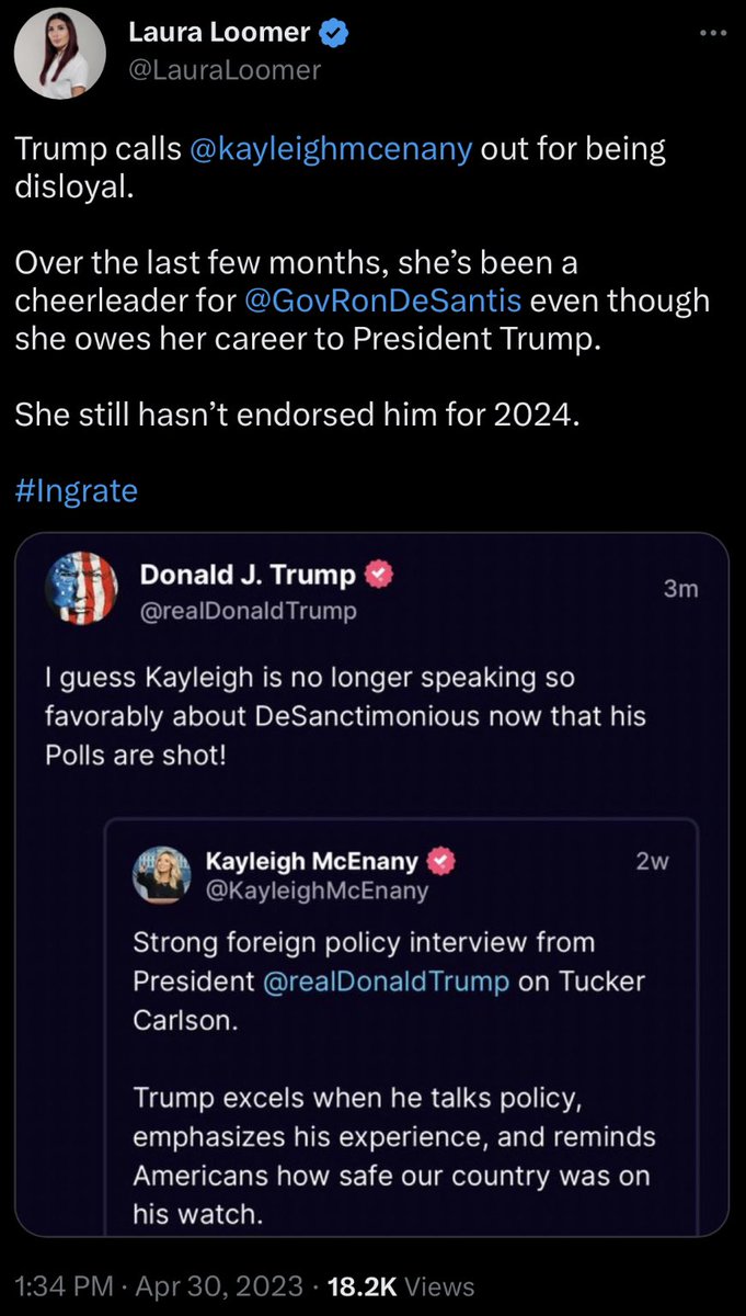 MaxNordau's tweet photo. It used to be that you could speak favorably about both Trump and DeSantis.

Trump and the useless ass kissers around him have made it clear that speaking favorably about anything DeSantis does is a betrayal.

DeSantis 2024. https://t.co/4RvoYoXKX0