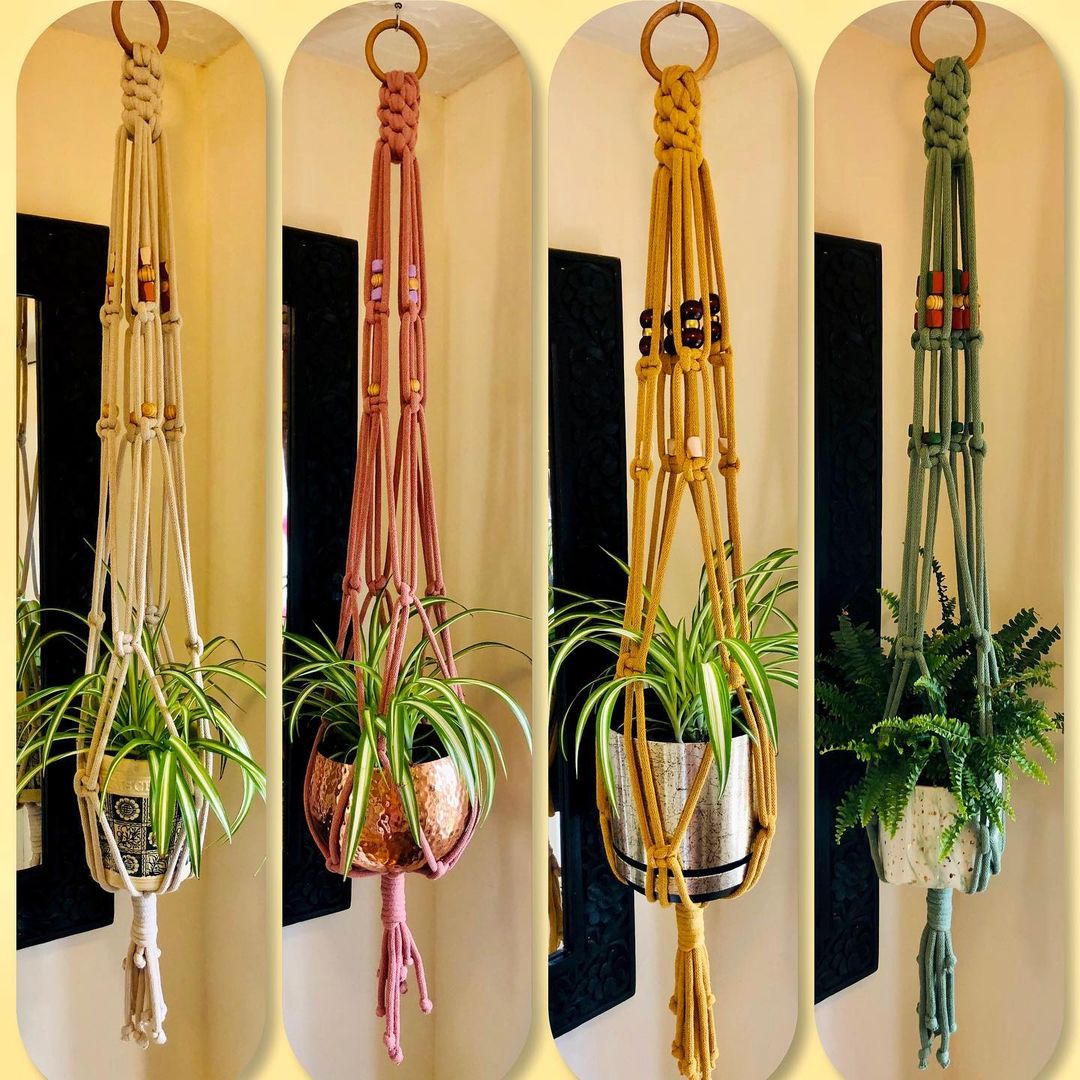 Freshen up your living space with some indoor plants, dressed to the nines with a little help from Helen Flower and her lovely colourful hangers! Each hanger is made with love using recycled macrame and handmade beads 💛 bit.ly/39JHk53