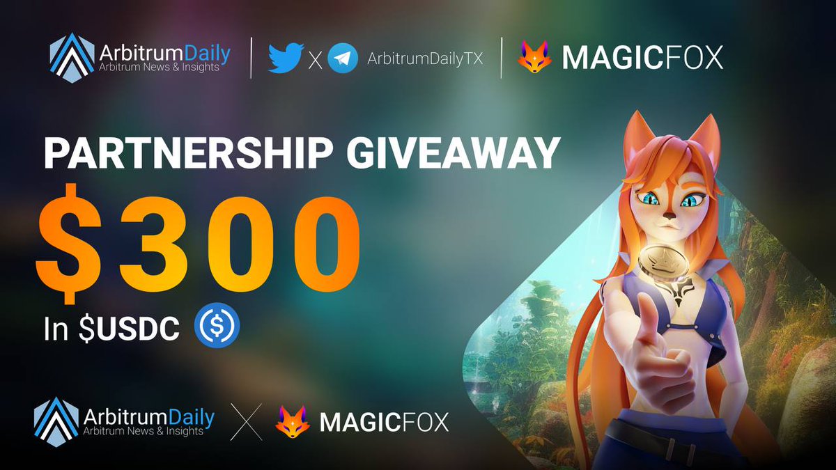 📣 #GIVEAWAY EVENT - 300 USDC FOR 10 WINNERS

<a href="/magicfoxfi/">MagicFox.fi</a> token sale starts on May 8 ⏰

🪂 #Airdrop &amp; other benefits for early investors

To win👇

1️⃣ Follow @ArbitrumDailyTK x <a href="/magicfoxfi/">MagicFox.fi</a>
2️⃣ RT &amp; ❤️
3️⃣ Join: go.magicfox.fi/fair-launch-gi…

Check out 👉go.magicfox.fi/magic-token-sa…

⌛️ 72hrs