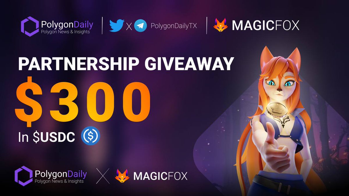📣 #GIVEAWAY EVENT - 300 USDC FOR 10 WINNERS

@magicfoxfi token sale starts on May 8 ⏰

🪂 #Airdrop & other benefits for early investors

To win👇

1️⃣ Follow @PolygonDaily x @magicfoxfi
2️⃣ RT & ❤️
3️⃣ Join: go.magicfox.fi/fair-launch-gi…

Check out 👉go.magicfox.fi/check-token-sa…

⌛️ 72hrs