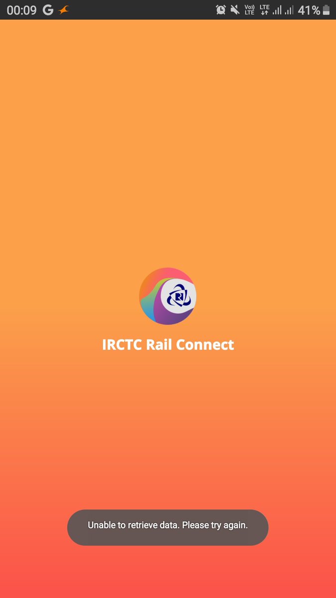 Itsinfa's tweet photo. @IRCTCofficial trying to open irctc app from more than 1 week but it shows unable to retrieve data. Now I am also unable to cancel my tickets now who will refund me https://t.co/XijhBcHD0t