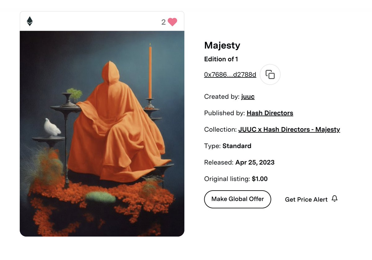 HashDirectors's tweet photo. Congratulation to @0xjuuc on his sold out drop on NiftyGateway! Furthermore big congratulations to collector Jesli for the winning bid on MAJESTY 1/1! Thank you! Stay tuned for next releases. - ORGNLPLN  #hashdirectors

https://t.co/r34gJ6wdOB https://t.co/9ZEnhp9dBs