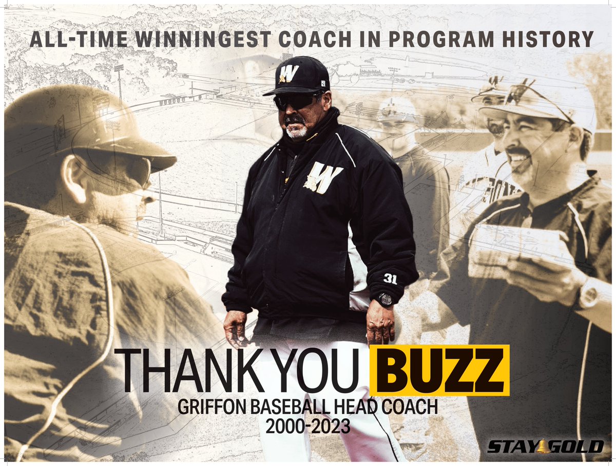 With today's win, Buzz Verduzco's career is now complete.

• 629 wins - 1st all-time in program history
• 4 NCAA Tournaments
• 1 MIAA Regular Season Championship
• 2013 MIAA Coach of the Year

The best to ever to do it. Thank you, Buzz.

<a href="/MWSUbaseball/">Missouri Western Baseball</a> | #StayGold🔔