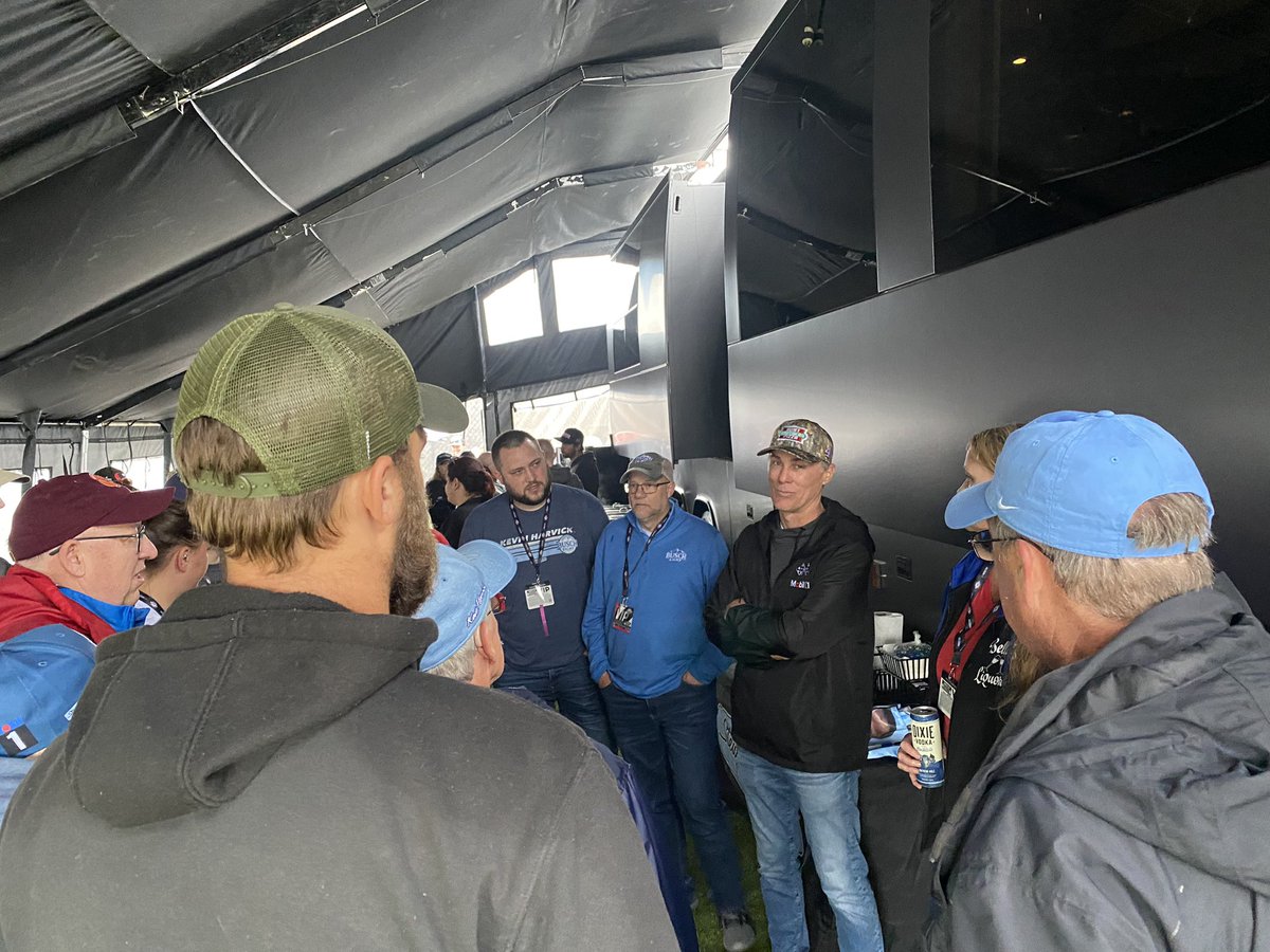 hbpRacing's tweet photo. It may be raining @MonsterMile, but our main man @KevinHarvick is still “HAPPY” &amp; spending time with all of us!

#4EVERHappy 

#HBPRacing
#Wurth400 https://t.co/OTUiY8J2sr