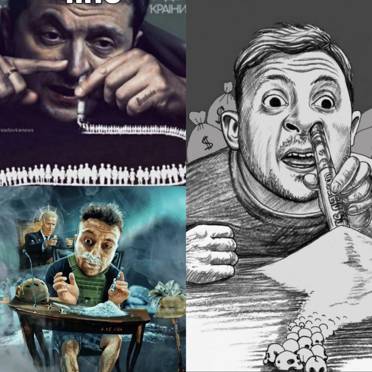 Bikharta93K's tweet photo. #ZelenskyWarCriminal 
#Zelensky will destroy #Ukraine️ 

Ukrainians are bleeding because of Ego of Zelensky.
And
I will say it is called Real peace of Art. https://t.co/OFC1BXSMk7