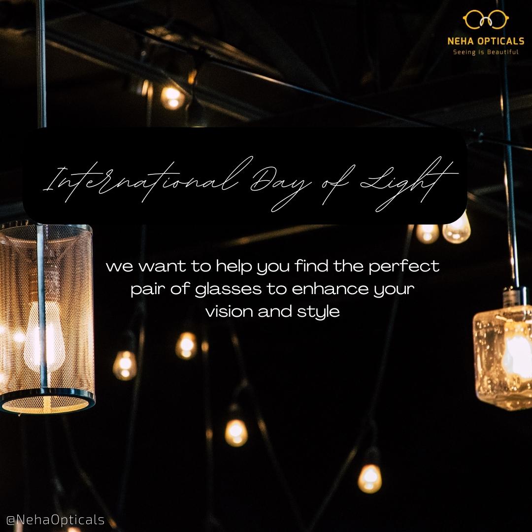 Nehaopticals_UL's tweet photo. On this International Day of Light, we want to help you find the perfect pair of glasses to enhance your vision and style.

#Nehaopticals, #Nehaopticalsbangalore, #opticalstores, #eyewear, #InternationalDayofLight https://t.co/HgKVO4Rmni
