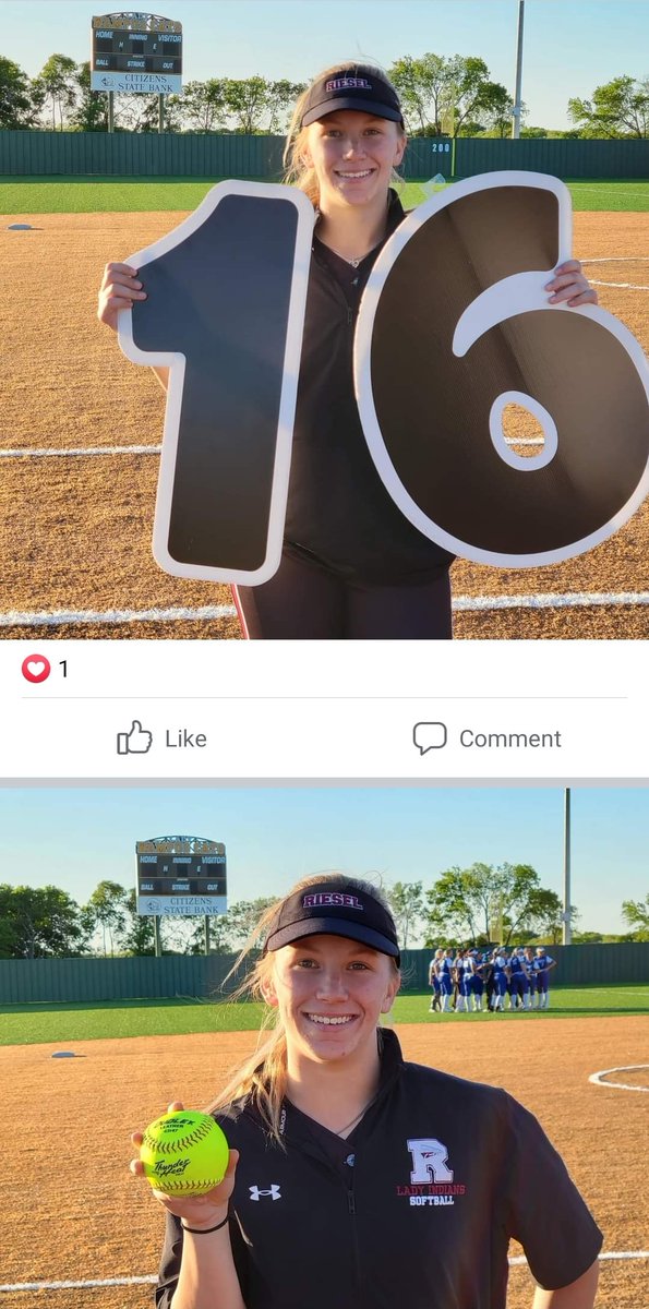 KyleighBenton15's tweet photo. First high school playoff game ✔️
No hitter ✔️
💣16 for @LandriPick ✔️
Support from the best fans✔️
Let's goooo @riesel_softball 
@lauren27summers https://t.co/kaxEScqyoe