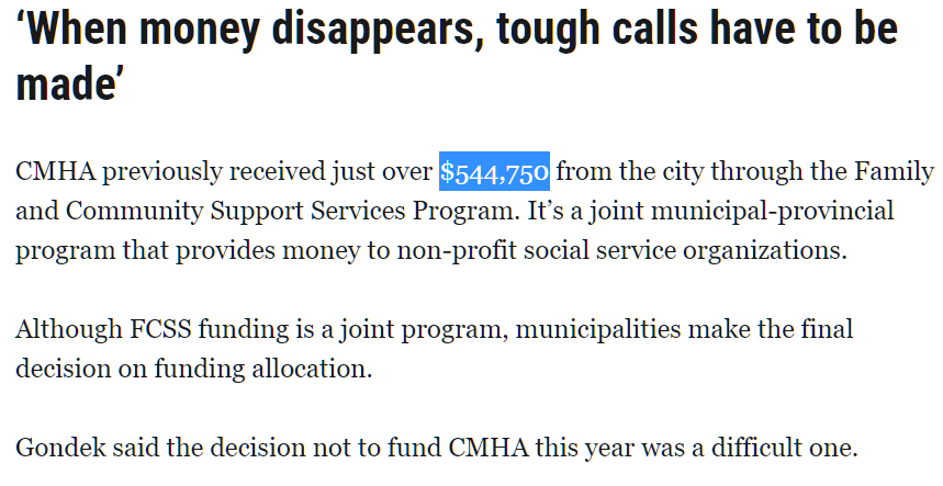 JeromyYYC's tweet photo. $545K "disappeared" last month, so Mayor Gondek &amp; #yyccc made the "tough call" to cut essential mental health funding.

They then found $537M for a new arena so CSEC can contribute 4% upfront for 100% of the revenues.

Who is Council working for?

https://t.co/eKRG9MOqr1 #abpoli https://t.co/lG9GhBILbT