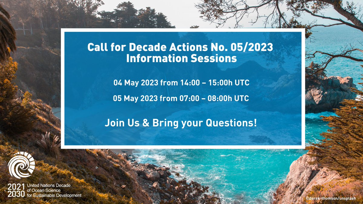 🌊 The Call for Decade Actions No. 05/2023 is online and we want you to participate & spread the news! 💻Do you have questions on how to apply? Don’t know how to start your application? 🤷‍♀️Join our information sessions to get all your doubts sorted out 💡 bit.ly/41DOVaY