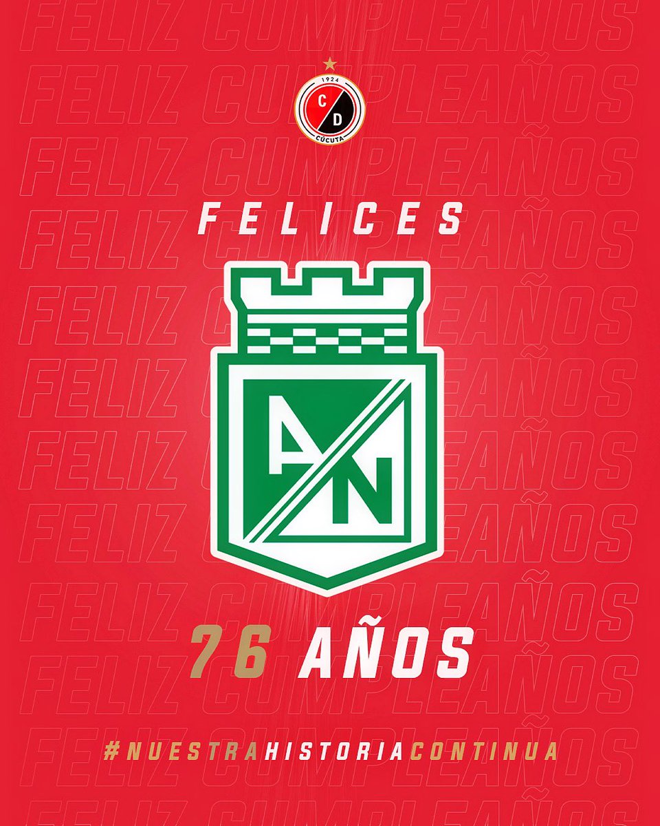Cucutaoficial's tweet photo. Felicidades @nacionaloficial por sus 76 años ⚡️Les desea la familia Rojinegra ❤️🖤

#nuestrahistoriacontinua https://t.co/UByHQZoKuS