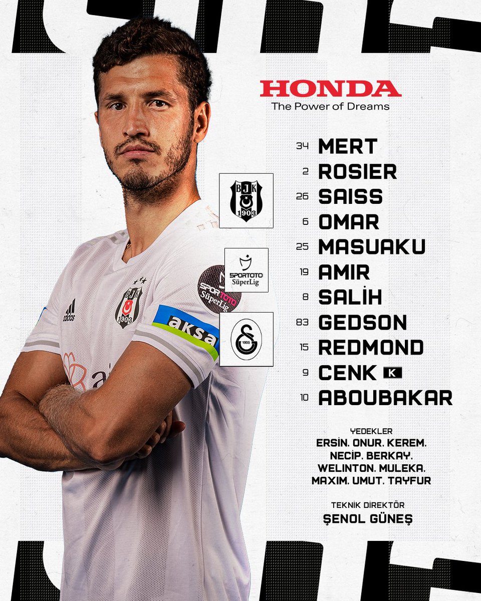 Besiktas's tweet photo. Galatasaray maçı ilk 11'imiz. 🦅

#BJKvGS

@HondaTR https://t.co/qPqxV4p8de