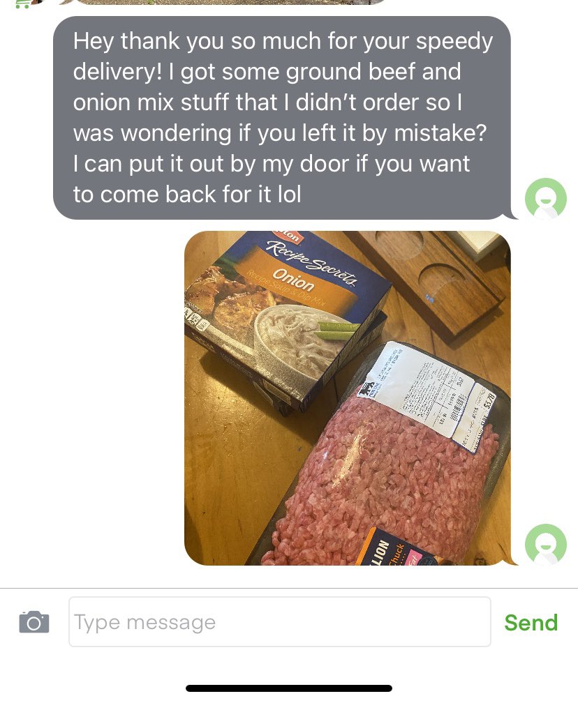 ta2barbie's tweet photo. Probably the strangest message I’ve ever had to send. 😂 “hey do you want your beef back?” https://t.co/qiCJFmNdch