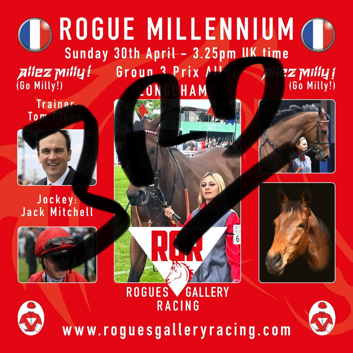 Roguesracing_'s tweet photo. Trois Trois Trois!!!!! 

C’est Magnifique Millie!!!! Third for #RogueMillenium in the group 3 at @paris_longchamp superbly ridden by @Mitchelljack77 and expertly trained by @tomcloverracing 

She is a beautiful racehorse!!! https://t.co/auQ18d5htj