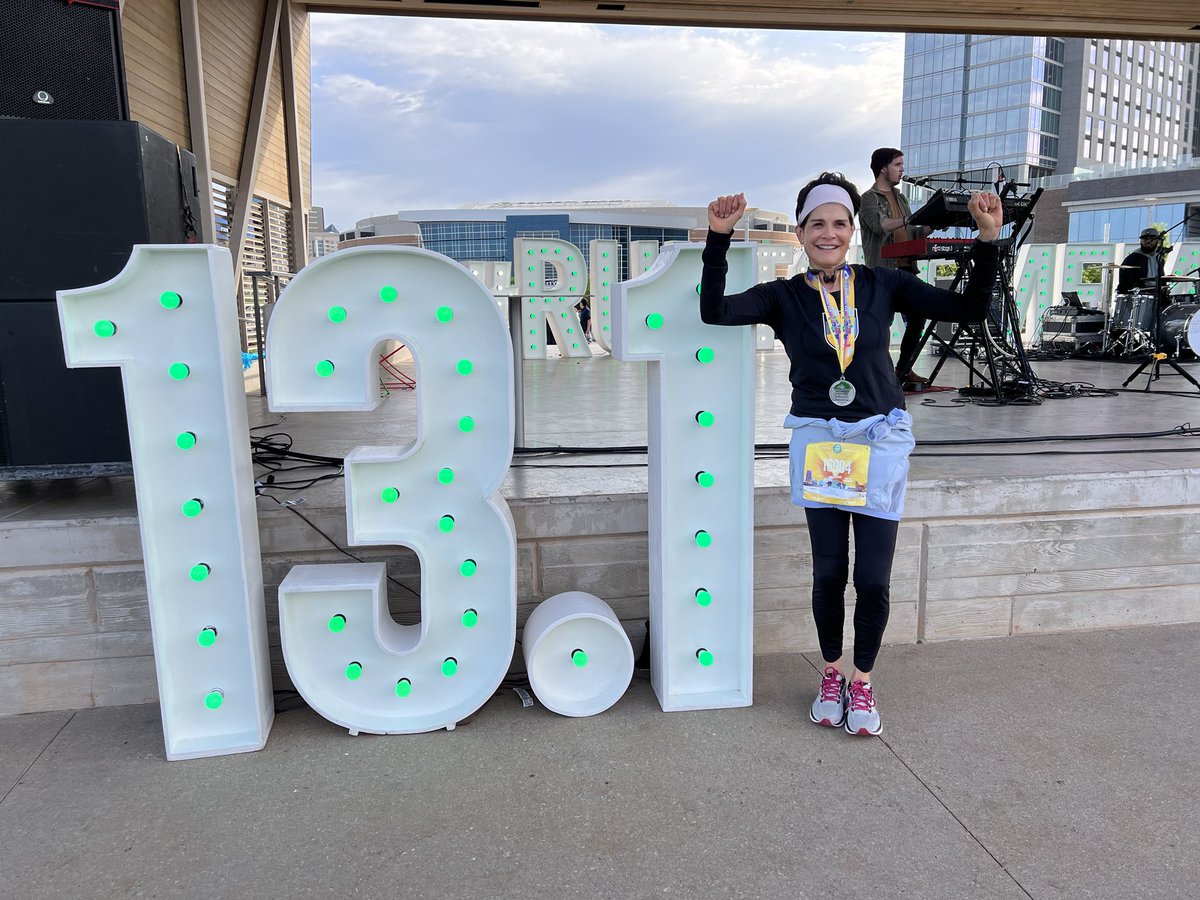 My wife, Irma, running for ⁦@OklahomaCityFC⁩ finished 6th in her age group in the half marathon at the 2023 OKC Memorial Marathon. 

#RunToRemember