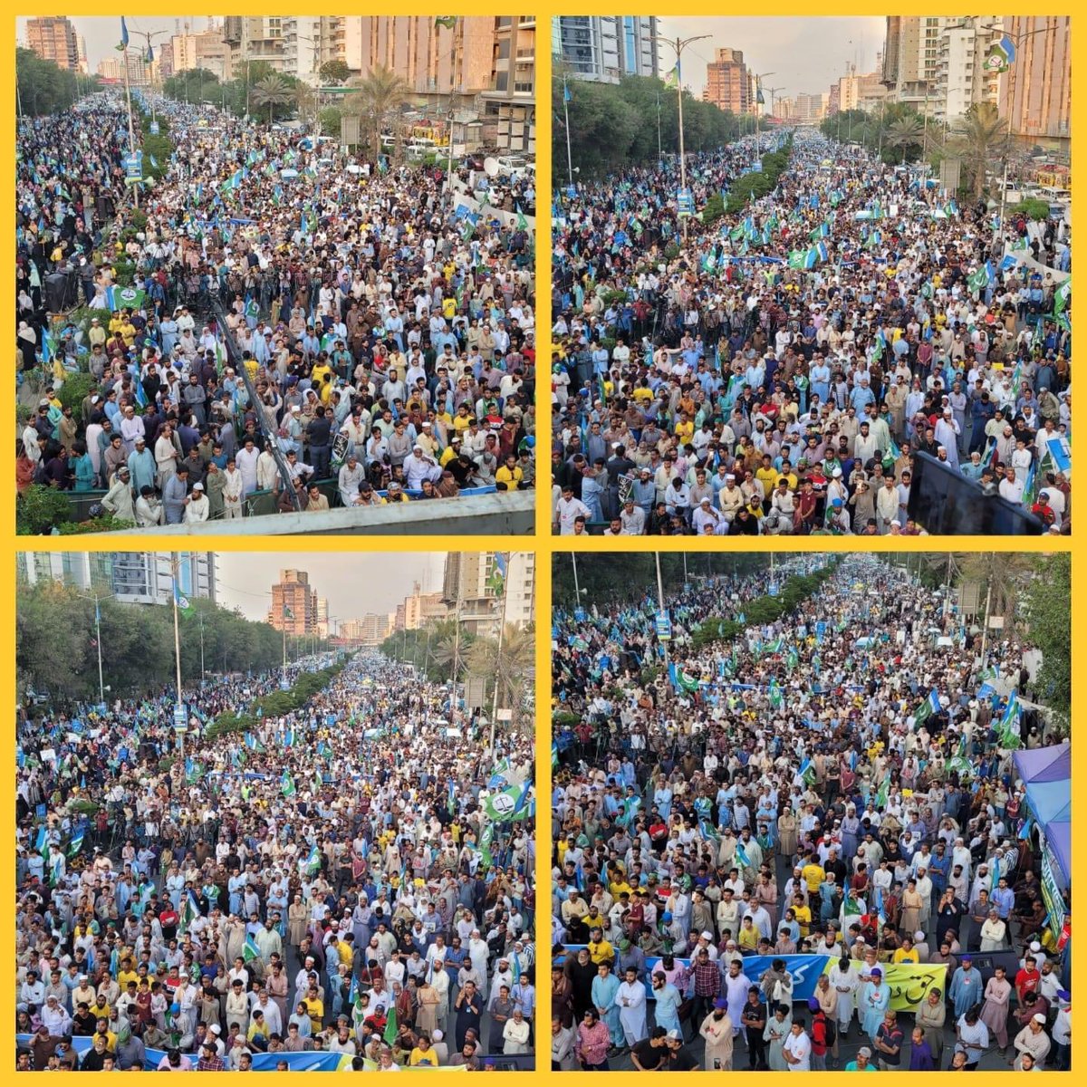 NaeemRehmanEngr's tweet photo. شاہراہ فیصل پر عوام کا سمندر
کراچی کا فیصلہ! 
کراچی کی گنتی پوری کرو!
#JI_MarchAgainstFraudCensus https://t.co/KFNIa3LoLD