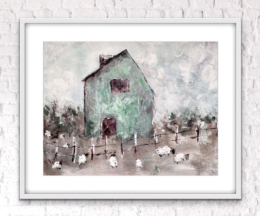 #etsy shop: Primitive Barn Print, Modern Farmhouse wall decor by Artist,5x7-16x20 etsy.me/3LGyMMO
#primitiveart #farmhousewalldecor