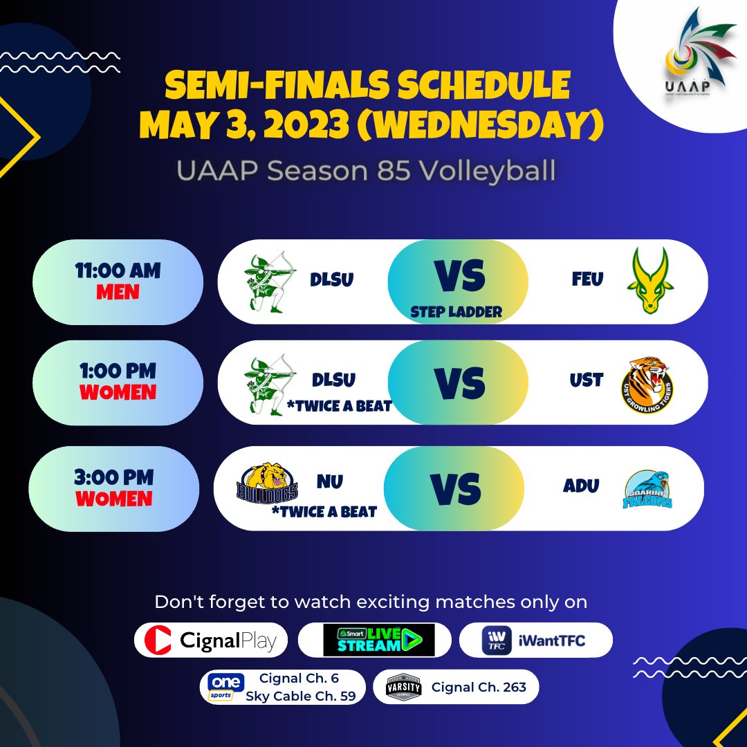 Volleyball PH Feed 🇵🇭 on Twitter "UAAP Season 85 Volleyball Semi