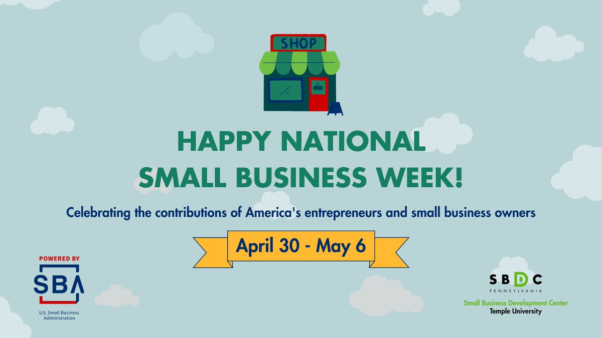 🎉Happy National Small Business Week🎉 More than half of all Americans either own or work for a small business, so let's  use this week to celebrate them! And make sure your business joins in on the festivities by sharing your story using the hashtag #NSBW!