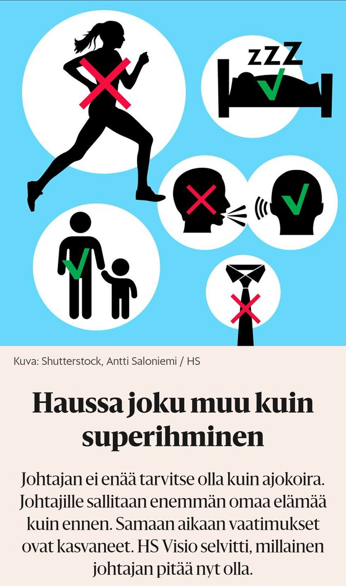 Johtaja saa olla aivan tavallinen ihiminen. 🥵 On enemmän kuin suotavaa yhdistää työura ja perhe-elämä. Työelämän ulkopuolella pitää olla muutakin merkityksellistä sisältöä. Johtaja saa olla joskus väsynyt.