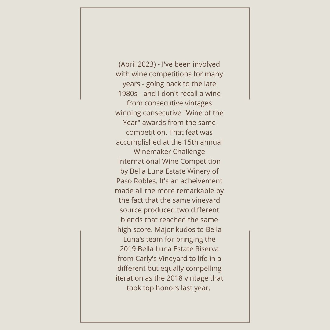 Thank you Winemaker Challenge, this truly is a very humbling experience...

#bellalunawine   #wineoftheyear #redwineofshow #bestsupertuscan #californiawinecountry #pasorobleswinecountry  #dryfarming #sangiovese #cabernetsauvignon #familyownedandoperated #farmlife #makewine