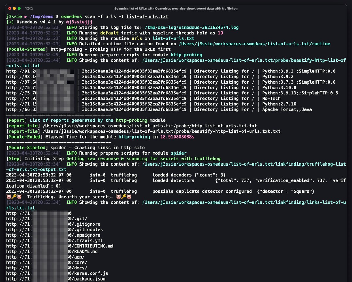 Osmedeus (@osmedeusengine) on Twitter photo 💡Did you know that the spidering module in #Osmedeus now utilize katana from <a href="/pdiscoveryio/">ProjectDiscovery</a> and <a href="/trufflesec/">Truffle Security</a> to extract all links and search for secrets within all responses?
#security #infosec #osint #recon #attacksurface #bugbounty #bugbountytips #sast 💡Did you know that the spidering module in #Osmedeus now utilize katana from <a href="/pdiscoveryio/">ProjectDiscovery</a> and <a href="/trufflesec/">Truffle Security</a> to extract all links and search for secrets within all responses?
#security #infosec #osint #recon #attacksurface #bugbounty #bugbountytips #sast