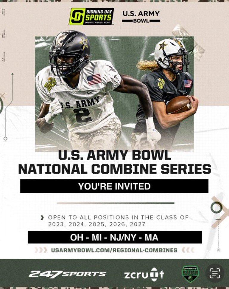 Ian Dooley (@dooley_ian25) on Twitter photo Blessed to be invited to the U.S. Army Bowl National Combine. Thank you <a href="/RyneRezac/">Ryne Rezac</a> for the invite 🙏🏿 Blessed to be invited to the U.S. Army Bowl National Combine. Thank you <a href="/RyneRezac/">Ryne Rezac</a> for the invite 🙏🏿