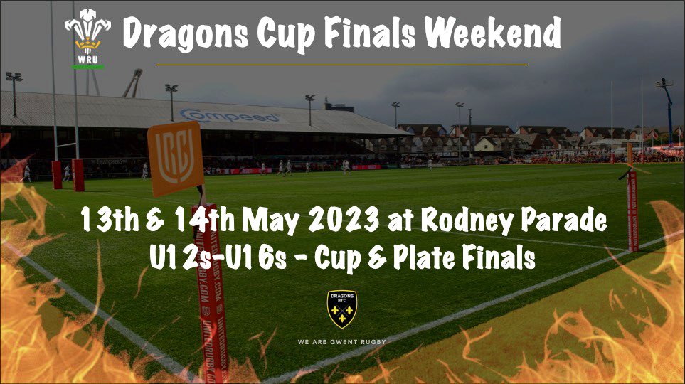 WRUDragonsREOs's tweet photo. 🐉🏆 Dragons Cup 2022-23 🔥

13th &amp; 14th May at @rodneyparade 🏟️
2️⃣ Weeks To Go ….. 🏆🏉🔜 

Fixtures and Timing Below ⬇️🐉🏆

@AshSweet6 @Christo11590925 
@Adrian_Evs01 @WRU_Community 
@dragonsrugby @DRA_Community 

#DragonsCup | #WeAreGwentRugby 🔥 https://t.co/YkwyQ4SvZz