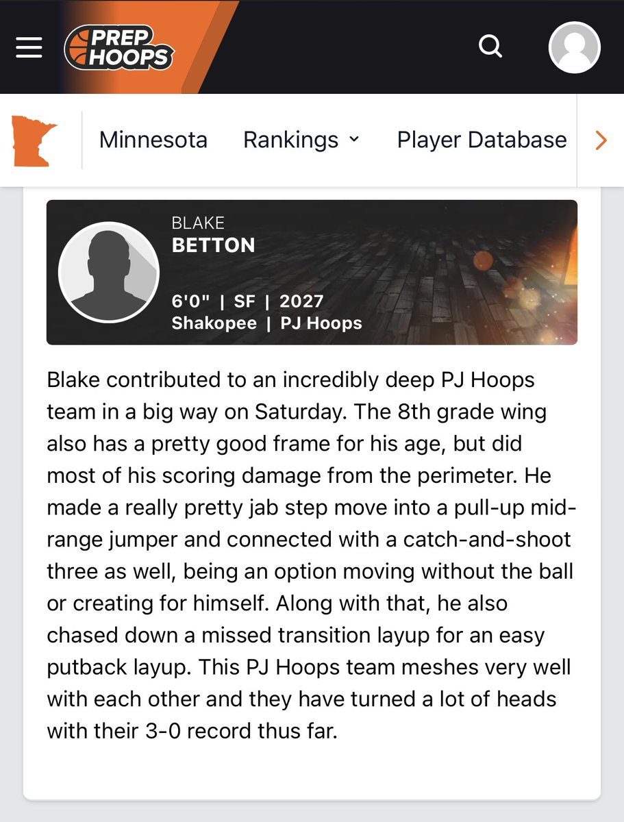 PjHoopsMpls's tweet photo. Once again spot on! 🎯 Incredible Deep and Unselfish! #10deep 🔥🔥 @BettonBlake @TySchlagel @AndOneFilms @PHCircuit #PrepHoopsLive https://t.co/3AQCq8vXam