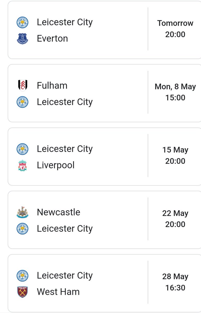 Leeds &amp; Leicester's remaining games.....if we go down we feckin' deserve it @BlueAce1878 <a href="/ALANMYERSMEDIA/">Alan Myers</a> <a href="/EvertonBlueArmy/">Everton Blue Army</a>