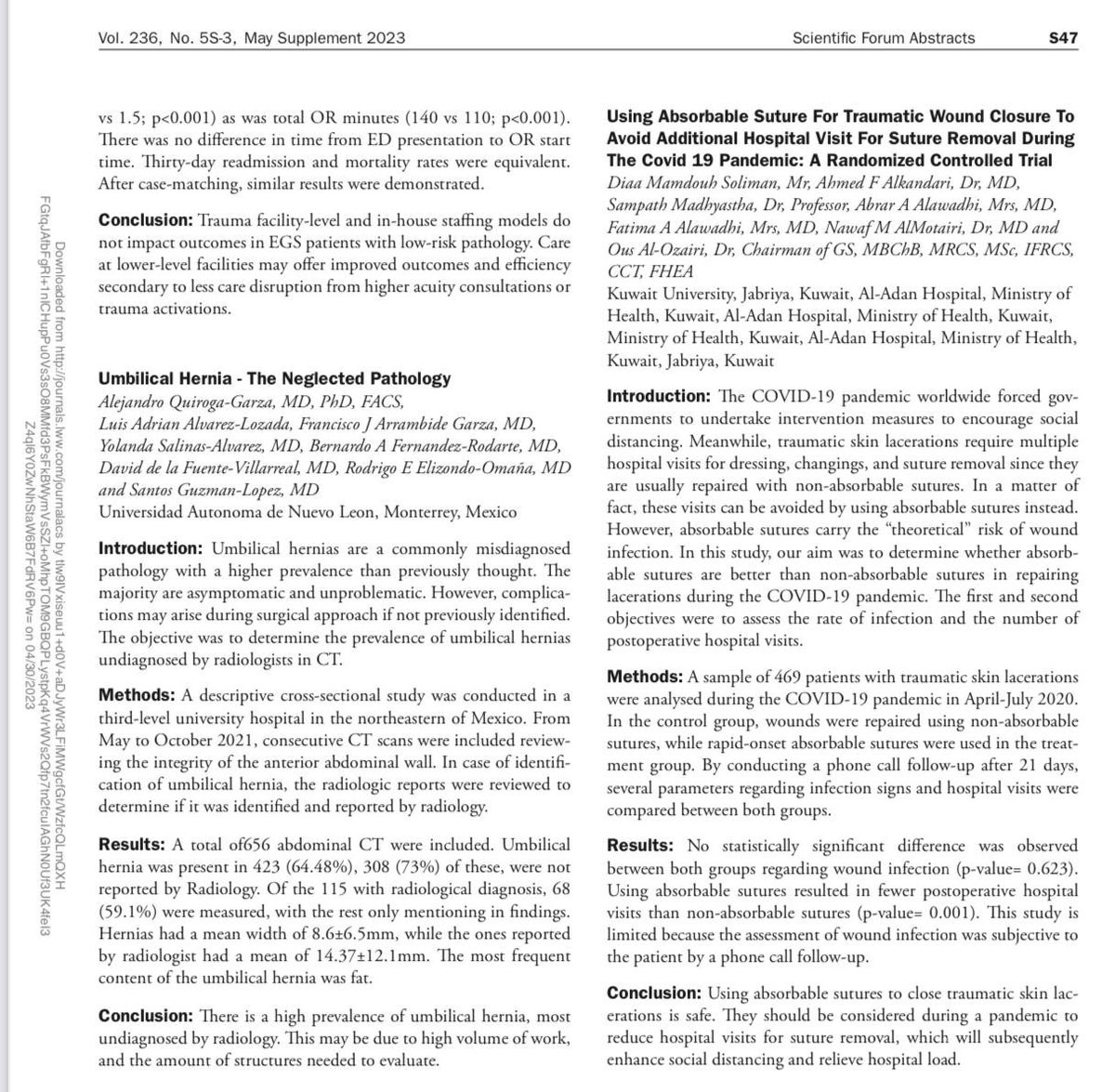 Our work all the way from Kuwait 🇰🇼 to <a href="/acsJACS/">Journal of the American College of Surgeons (JACS)</a> 🇺🇸 

Thankful for the whole research team for their hard work and dedication and a special thanks to <a href="/drahmedfk/">Ahmed Fareed Alkandari</a> 👑

#surgery #trauma #SoMe4Surgery