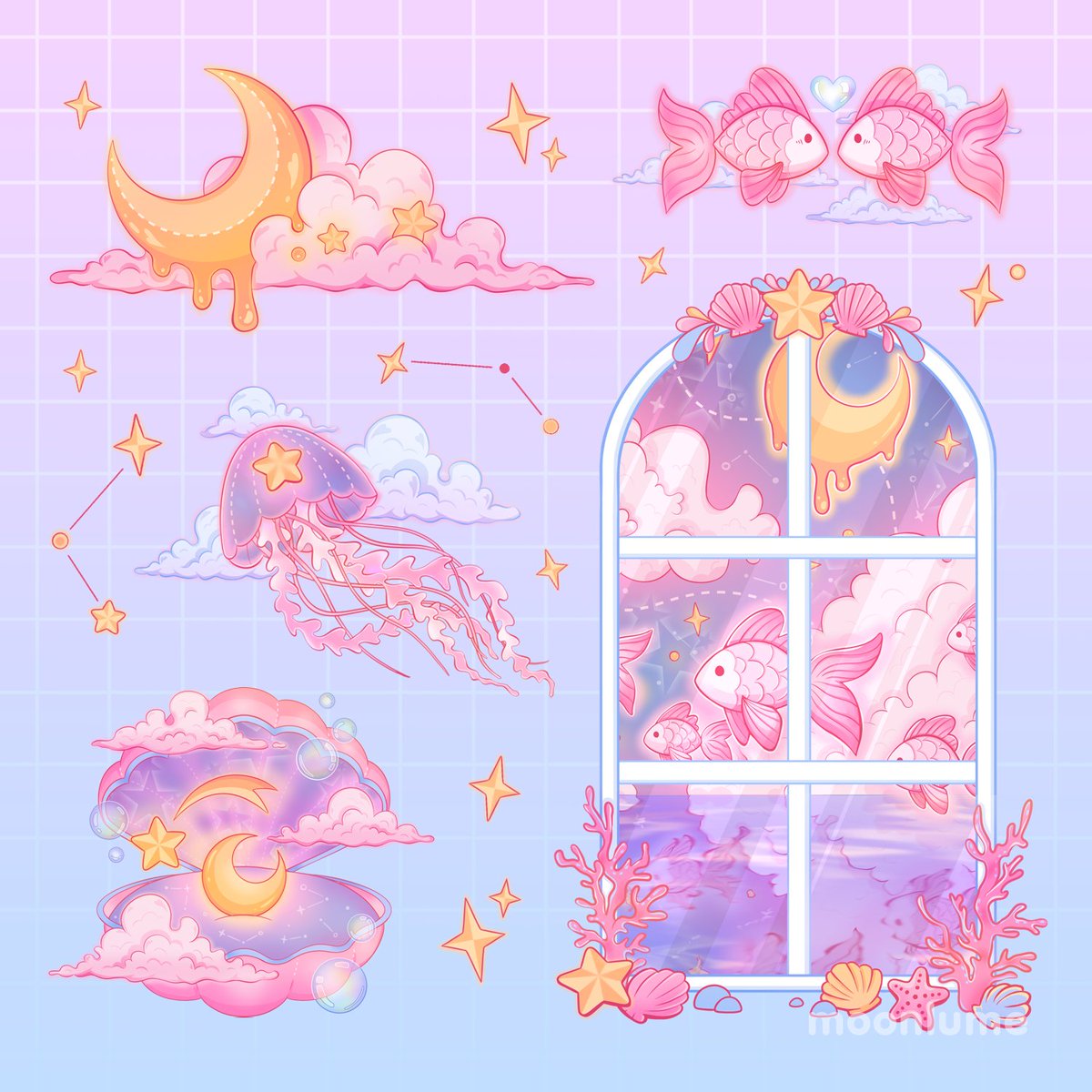 Moonlume's tweet photo. Cosmic Swim: full set! 🌊🌙 https://t.co/85iPGv3zFv