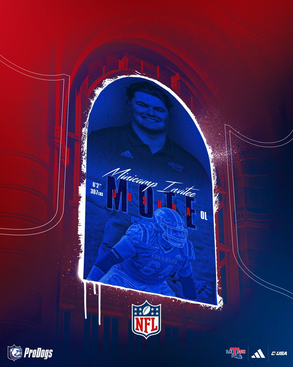 LATechFB's tweet photo. Invited ✅

Congrats to @joshuammote for receiving minicamp invites from the Kansas City Chiefs and Seattle Seahawks!

🗞️ https://t.co/8VWJVNBRv5

#EverLoyalBe | #ProDogs https://t.co/cR3pXPi9jE