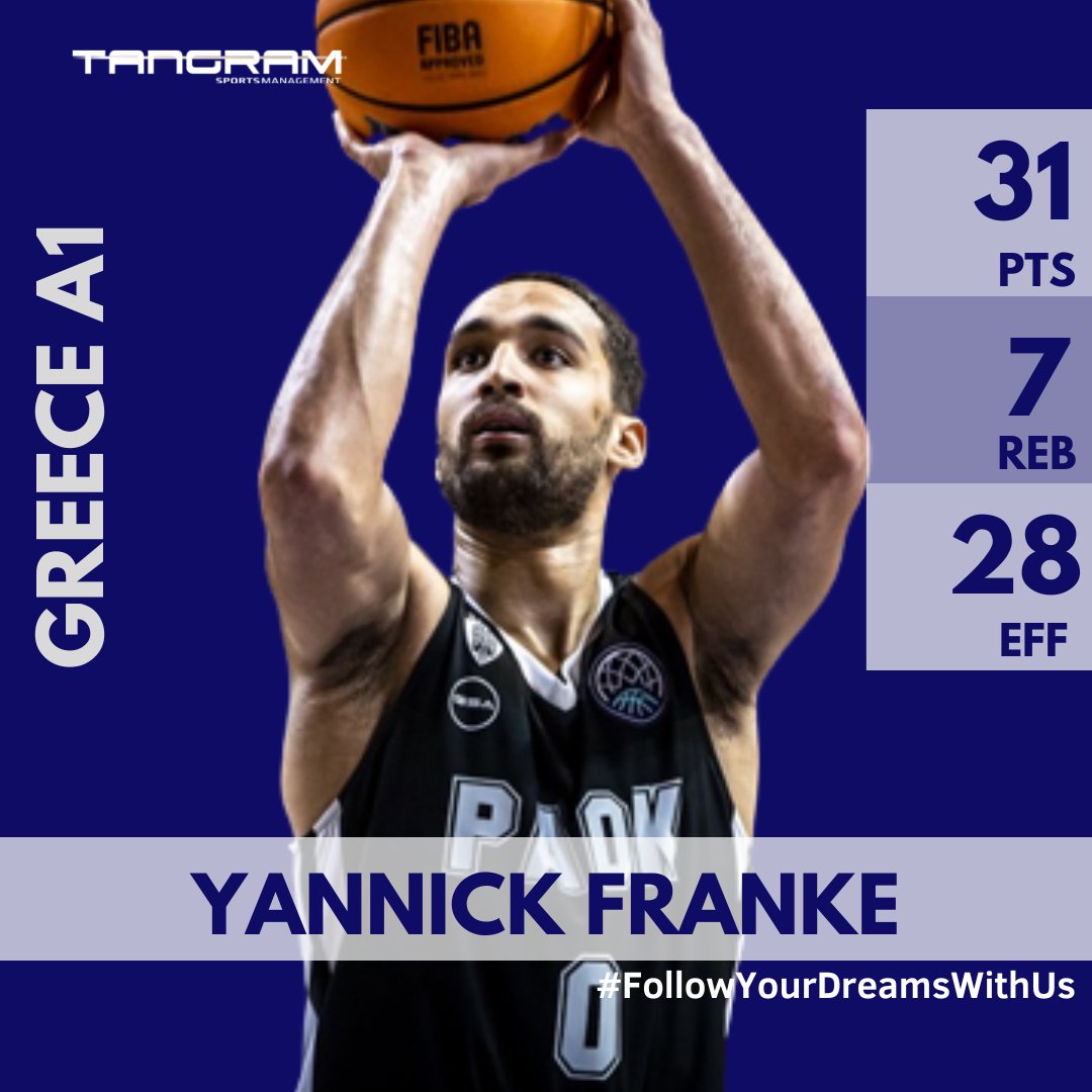 TangramSports's tweet photo. Yannick Franke had an MVP performance, carrying @PAOKbasketball to win the series against @promitheasbc in @esakegr playoff quarter finals 🇬🇷

🏀 31 points
🙌🏻 7 rebounds
⚠️ 12 drawn fouls
✅️ 28 ranking

#TangramSports
#FollowYourDreamsWithUs https://t.co/Bf8kLoJl0B