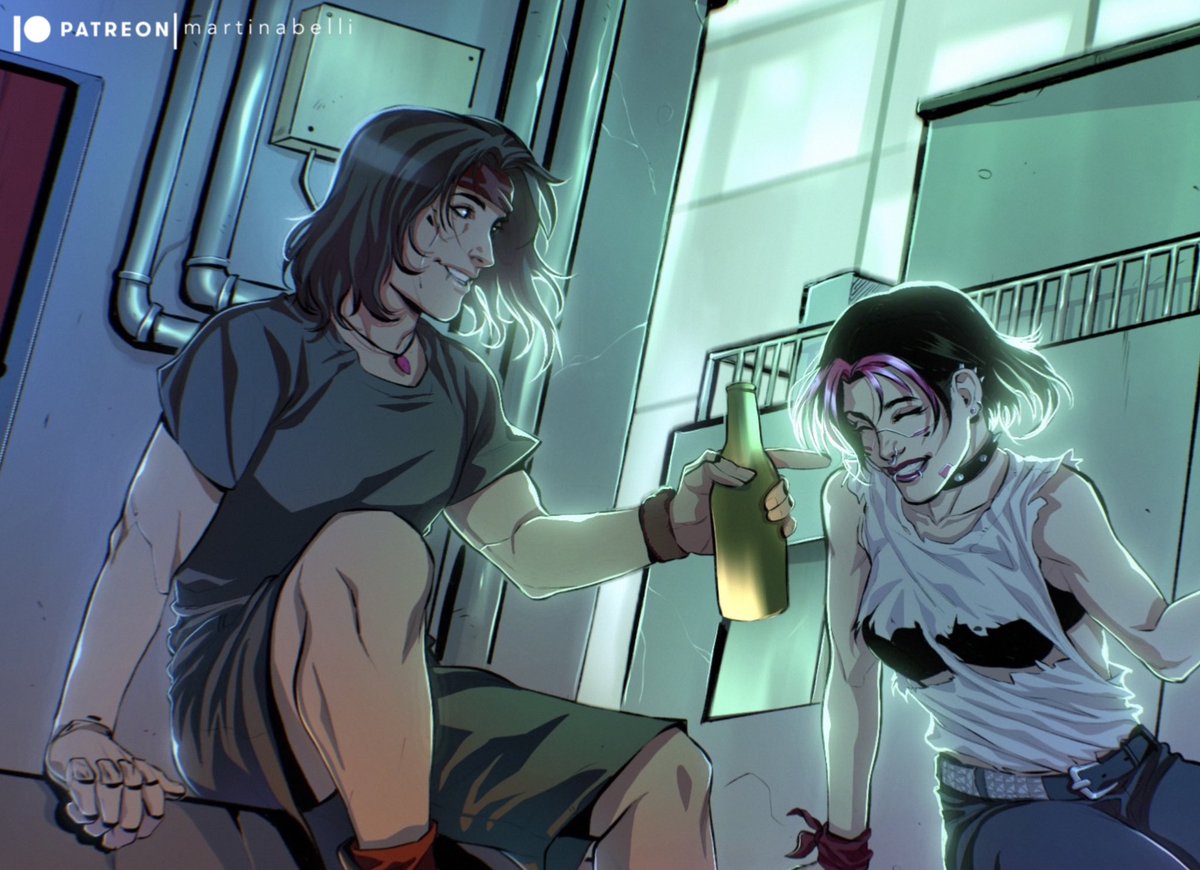 A cropped panel from a lil page I started far too long ago that I finally got around to finish and it’s now up on my P*treon! ✨

#TheUnderdogs #Cyberpunk #OCs