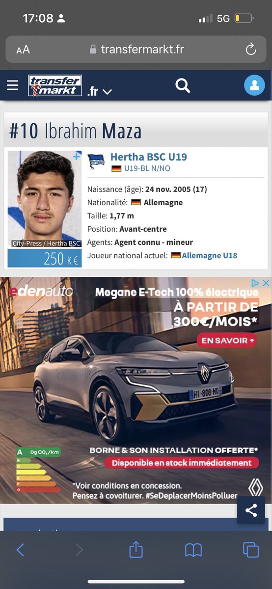 AnisMAHREZ13's tweet photo. Ibrahim MAZA bi national allemand algérien premier match en pro avec Hertha Berlin… A suivre https://t.co/A6dITYH4Us