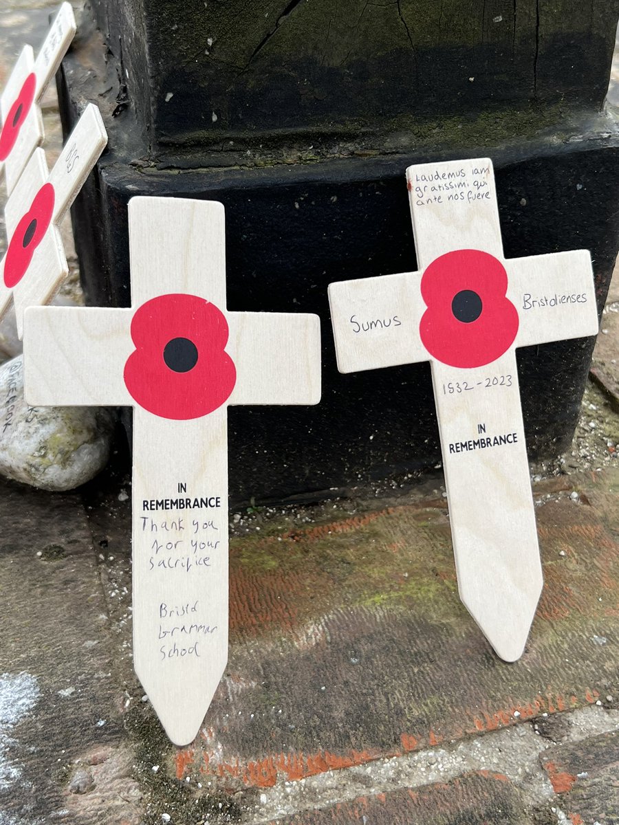 A very moving moment at the memorial for “Bristol’s Own”, 12th Battalion Gloucester Regt, in Longueval. Crosses written and presented, a wreath laid by Anna and Thomas, and a word from local boy, Mr Nelson. All complete with words from the school song. #BGSFamily @keenerclassics