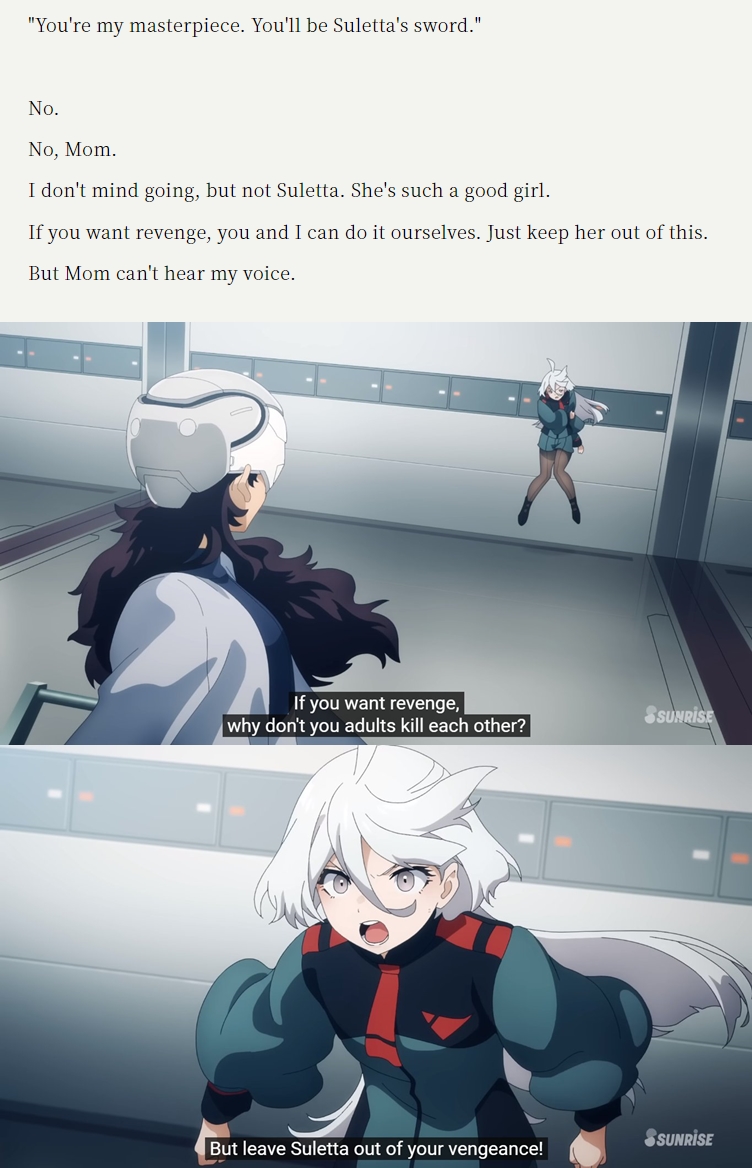 _revelink's tweet photo. When Eri (cradle planet novel) and Miorine (wfm ep 16) shares the same sentiments about Suletta, and they don't want her to get involve with the "revenge" these adults are plotting ;;

Eri and Miorine interactions in future episodes pls 🥲
#水星の魔女 #G_Witch https://t.co/eM2HAOhOMY
