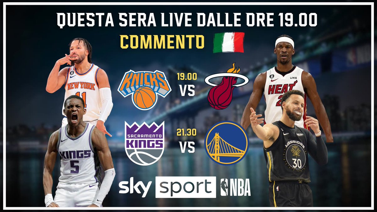 AleMamoli's tweet photo. Avete impegni per stasera?
Dalle 19.00 con @MatteoSoragna gara 1 @nyknicks vs @MiamiHEAT .
A seguire con @quieto62 e il Pess le 2 parole + belle dello sport americano : Gara Sette.
@SacramentoKings vs @warriors 
#NBASundays vi aspettiamo su @SkySportNBA  @SkySport 
#PLAYOFFMODE https://t.co/qzUfu1EQvK