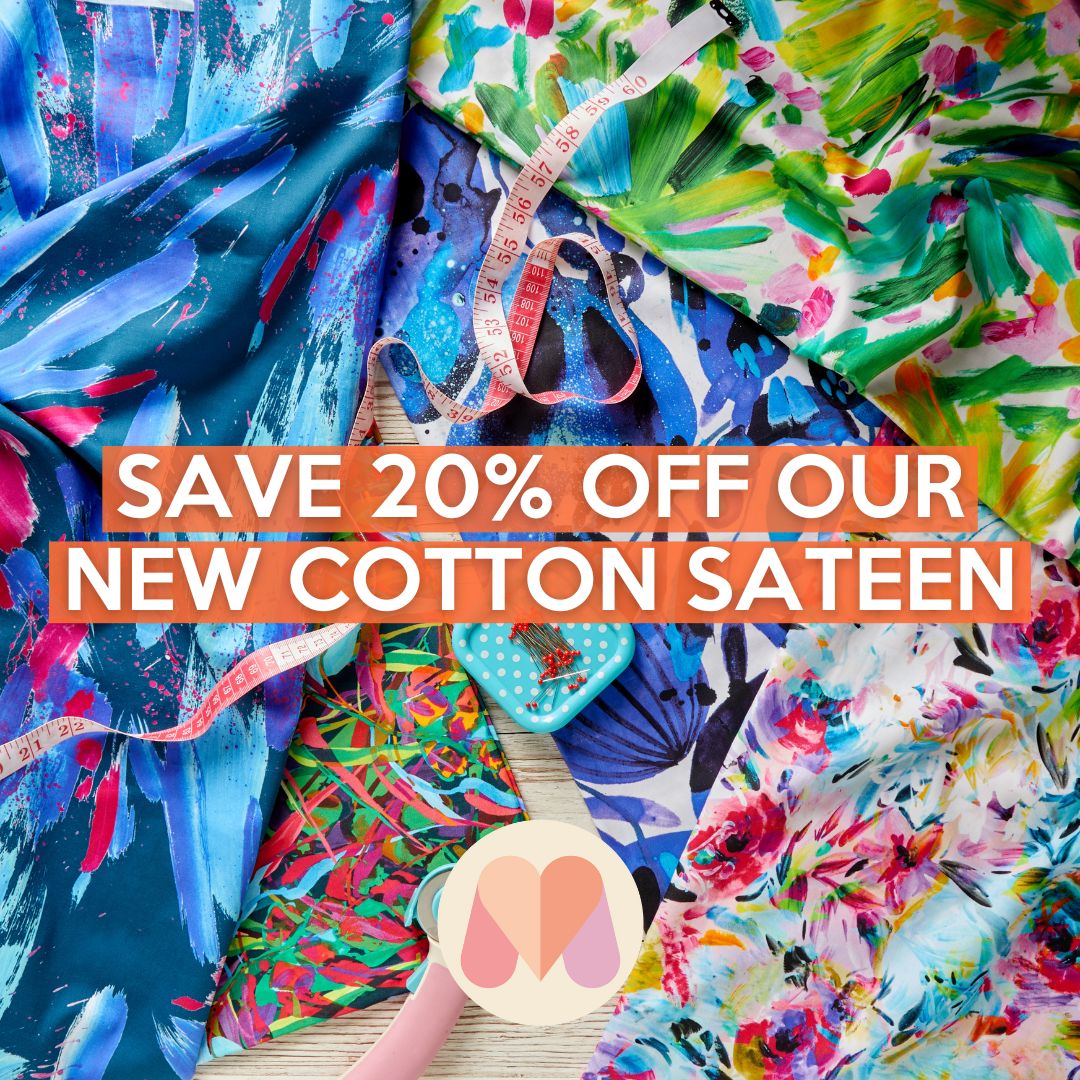 To celebrate the launch of Minerva Exclusive Cotton Sateen customers can save when they order this week at Minerva - 100% silky soft cotton 

Use code SATEEN to save 10% - Minerva Craft Club members save 20%

tidd.ly/3nkkCrt (afflink)
Ends Sunday 7th May midnight (GMT)