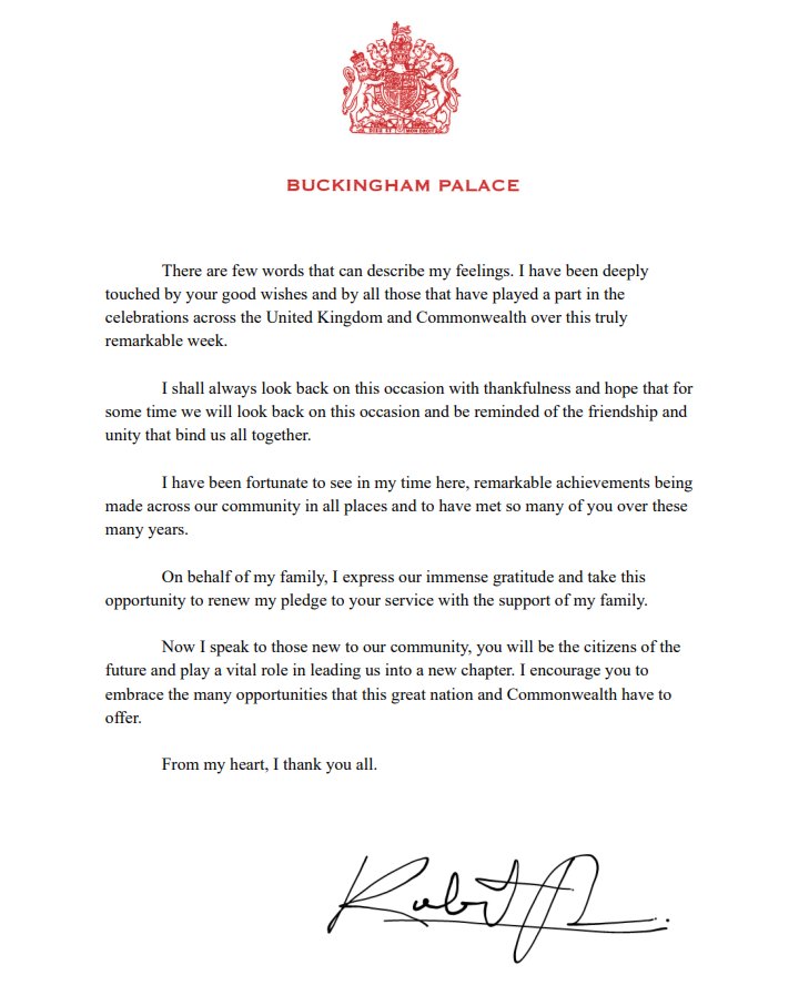 “I have been deeply touched by your good wishes and by all those that have played a part in the celebrations”.

As the Official Birthday Celebrations come to a close, His Majesty has sent a thank you message to all those who have attended the events.