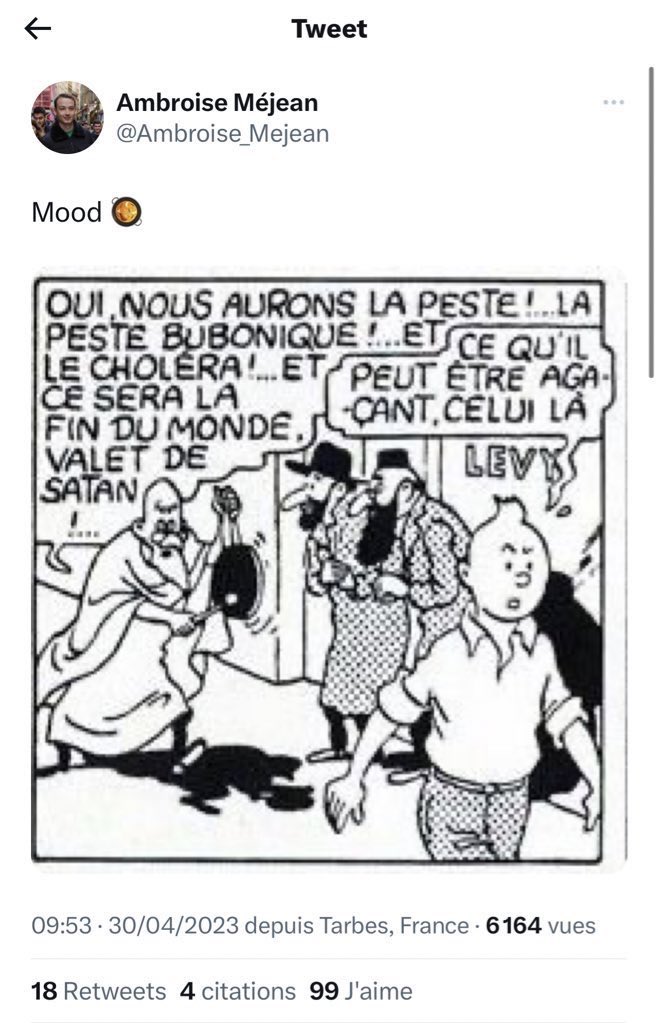 lecoindeslgbt's tweet photo. Le porte-parole des Jeunes Avec Macron, @Ambroise_Mejean : publie un dessin antisémite

Les gens : lui font remarquer.

Ambroise Méjean : Je suis pas antisémite contrairement à ceux qui dénoncent la colonisation de la Palestine et l'apartheid mis en place par Israël ! https://t.co/N527KQfG1C