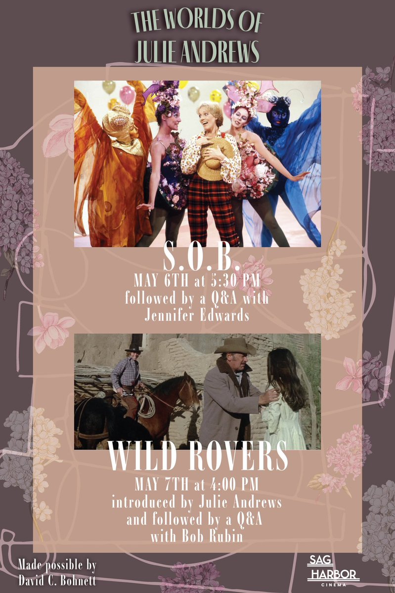 We’re looking forward to another exciting weekend to kick off May with the opening of our Julie &amp; Blake exhibit and screenings of S.O.B. and WILD ROVERS! Tickets are available on our website!