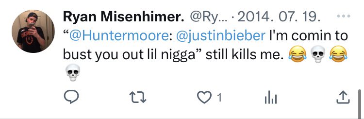 libzib's tweet photo. something about justin bieber supporting hunter moore and using the n word in the same tweet .. https://t.co/MtdNNhEMTM