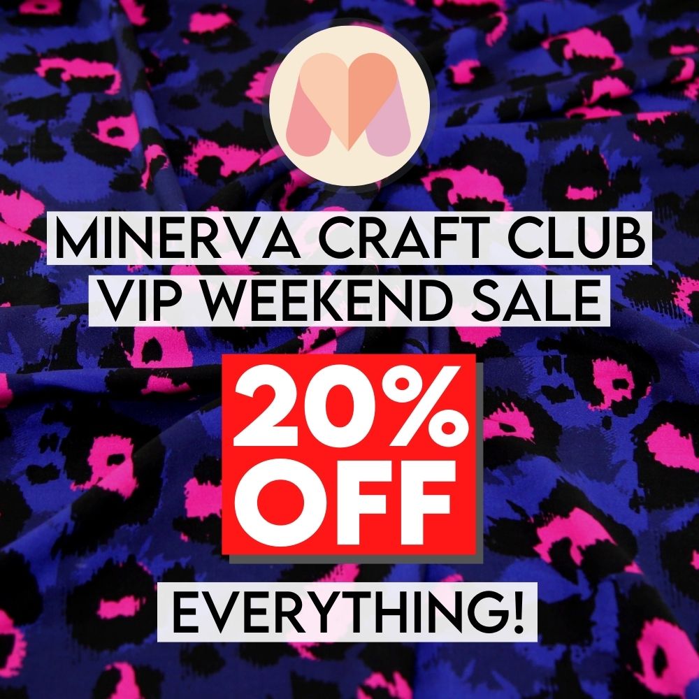 Minerva Craft Club VIP day - save 20% off everything online this weekend 🧵🪡

Not a member? Sign up tidd.ly/3yfcI2Y &amp; save 20%.

#minervacraftclub #minervaclub #vip #craftclubvipday #vipday #specialoffers #sale #vipsale #fabricsale #sewingsale

(afflink)