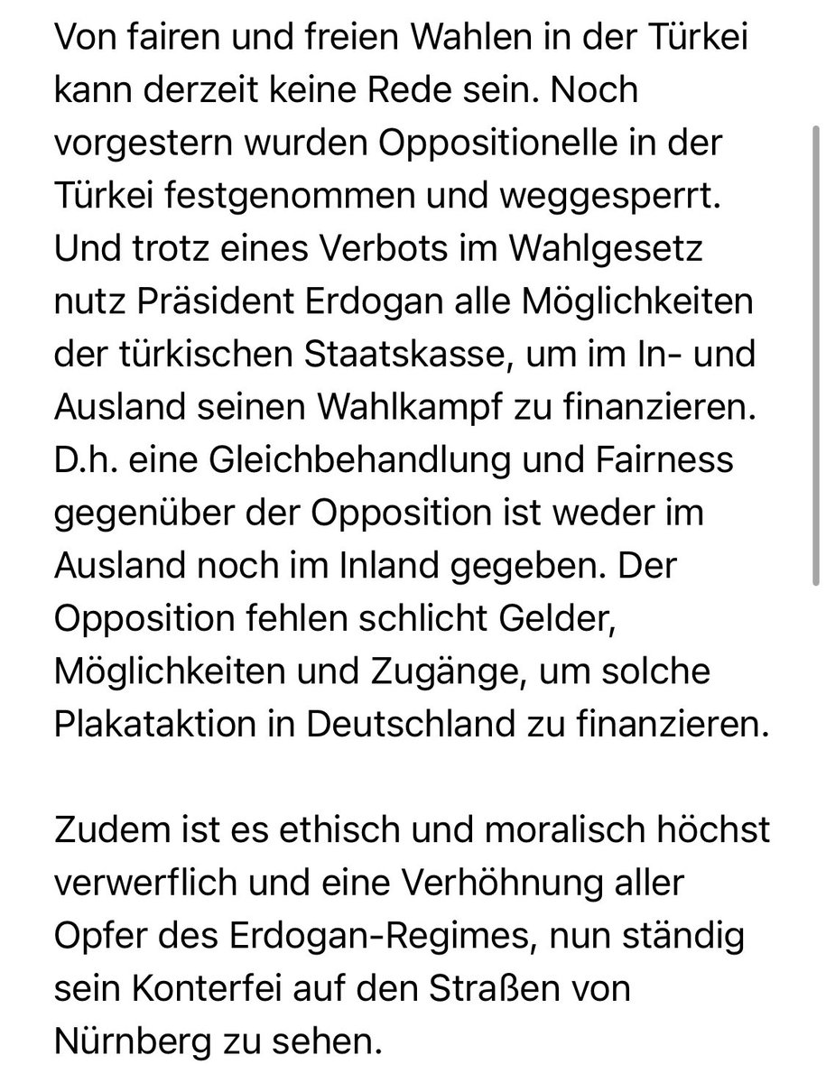 profcopur's tweet photo. Mein offener Brief an den Nürnberger OB ⁦@marcuskoenignbg⁩ angesichts der von seiner ⁦@nuernberg_de⁩ genehmigten AKP-Wahlkampfaktion
⁦@NancyFaeser⁩ ⁩@BozogluCemal⁩ ⁦⁦@erenguevercin⁩ ⁦@N_Aswad⁩ ⁦@LennartPfahler⁩ ⁦@erkanpehl⁩ https://t.co/d9MBQGwfK7
