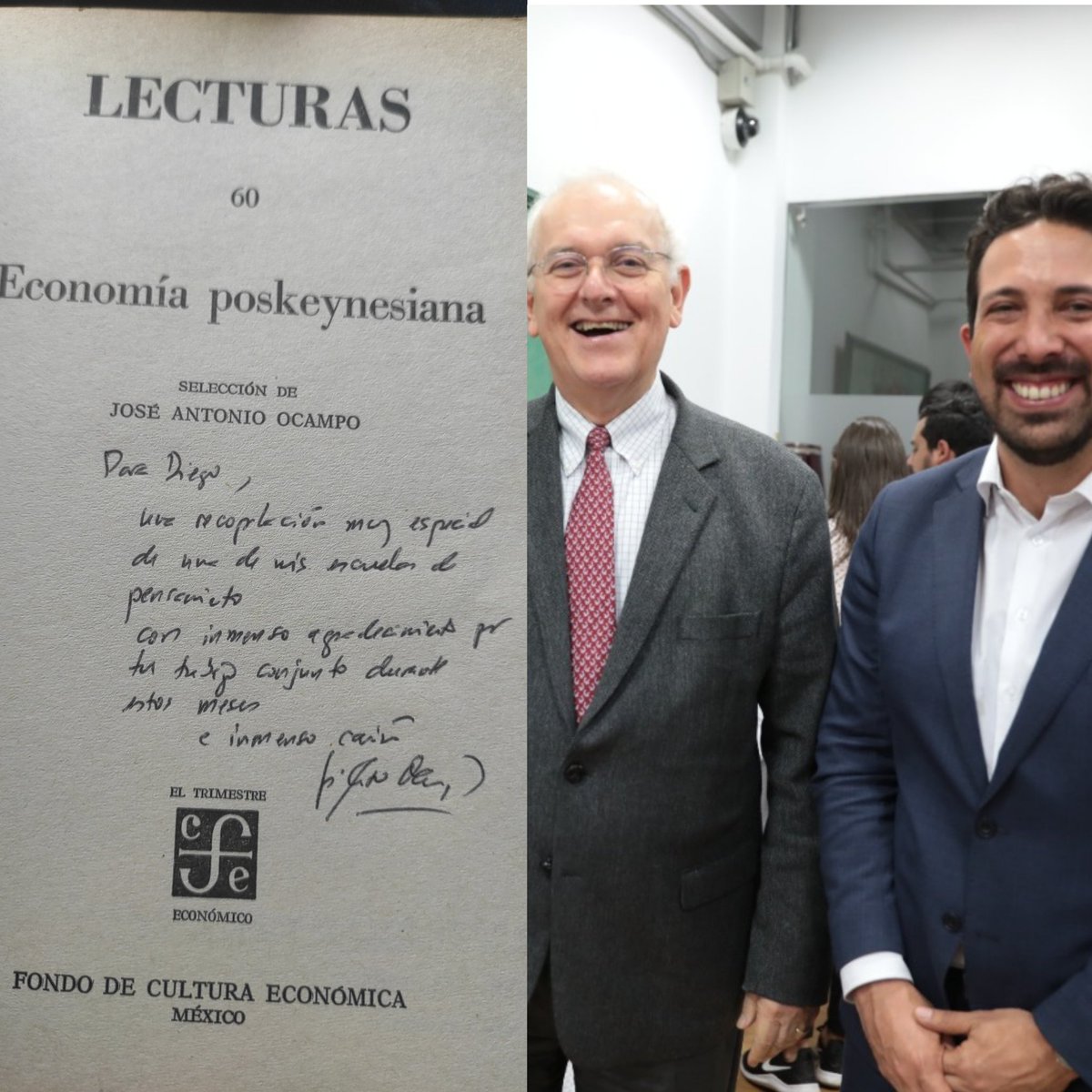 diegoguevaro's tweet photo. Un agradecimiento inmenso a @JoseA_Ocampo  por estos meses de trabajo conjunto, donde la economía Post-Keynesiana siempre será un punto en común. Un ser humano excepcional ,sereno y conciliador. Abrazos de gratitud. https://t.co/3xYR2QKy26
