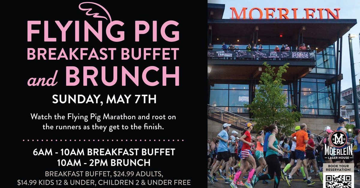 🐽 Make your plans now to cheer on the runners in the 25th @RunFlyingPig while you enjoy a delicious brunch at @moerleinlh. Reservations available now!