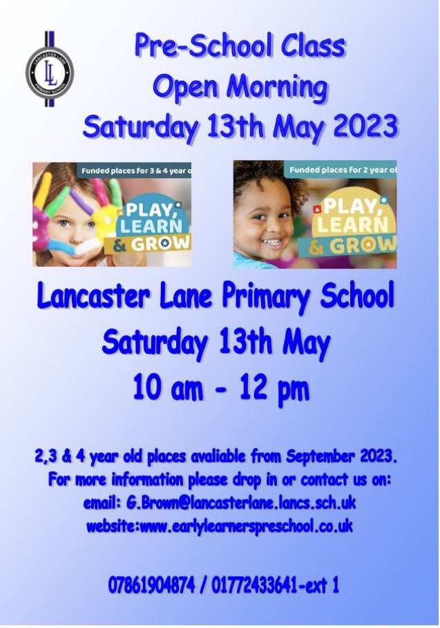 LancyLane's tweet photo. If you know anyone with a child aged 2+ looking for a place in a wonderful pre-school, please tell them about our Open Morning on 13th May. https://t.co/P54OTJE36D